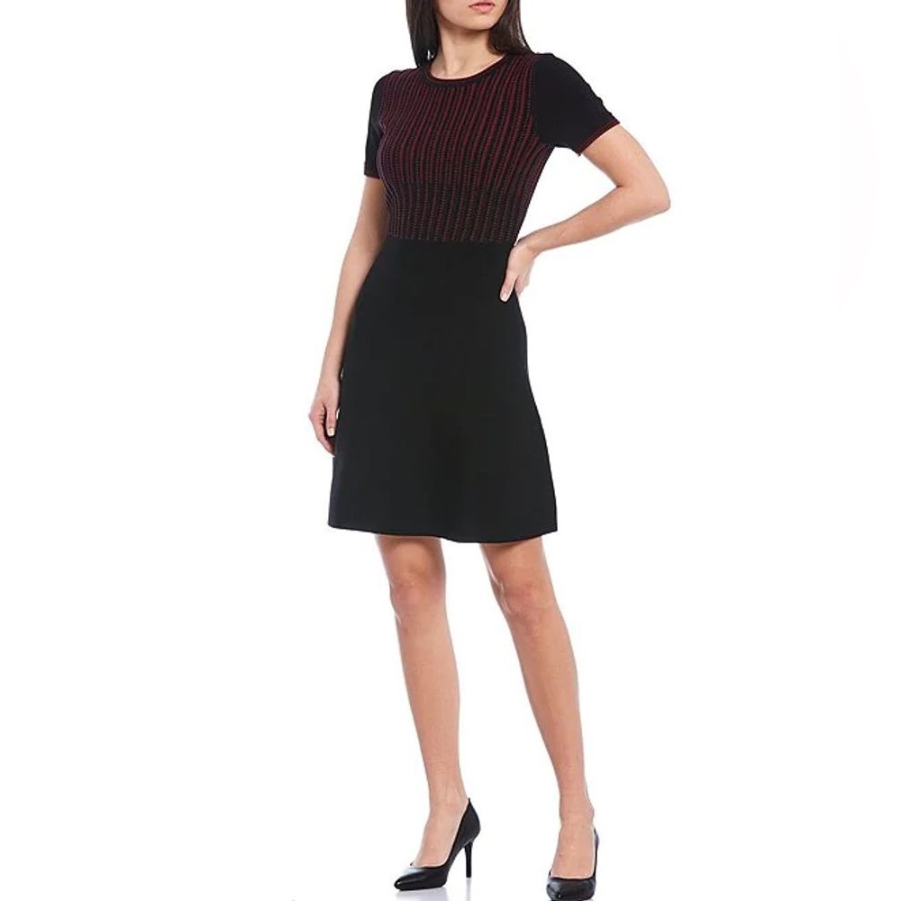 NWOT Karl Lagerfeld Paris - Red and Black knit dress